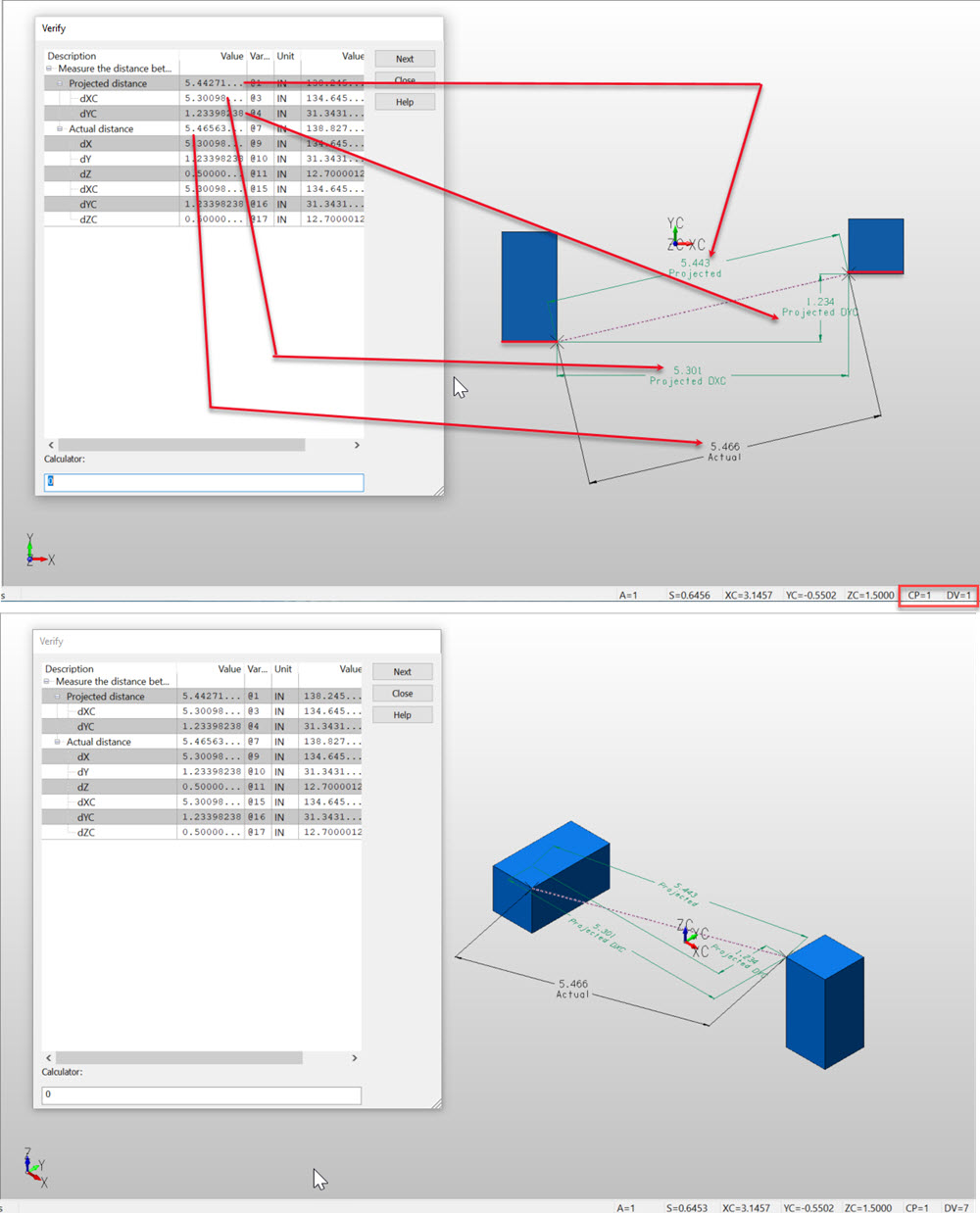 KeyCreator Verify Distance 2 positions example 2