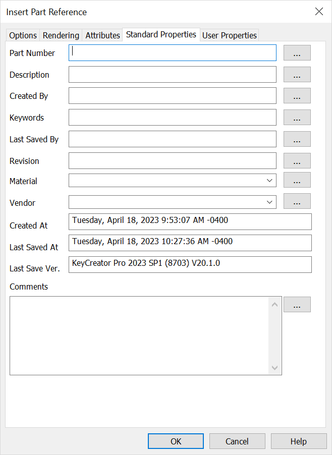 KeyCreator Drafting Assembly Insert  Reference Options