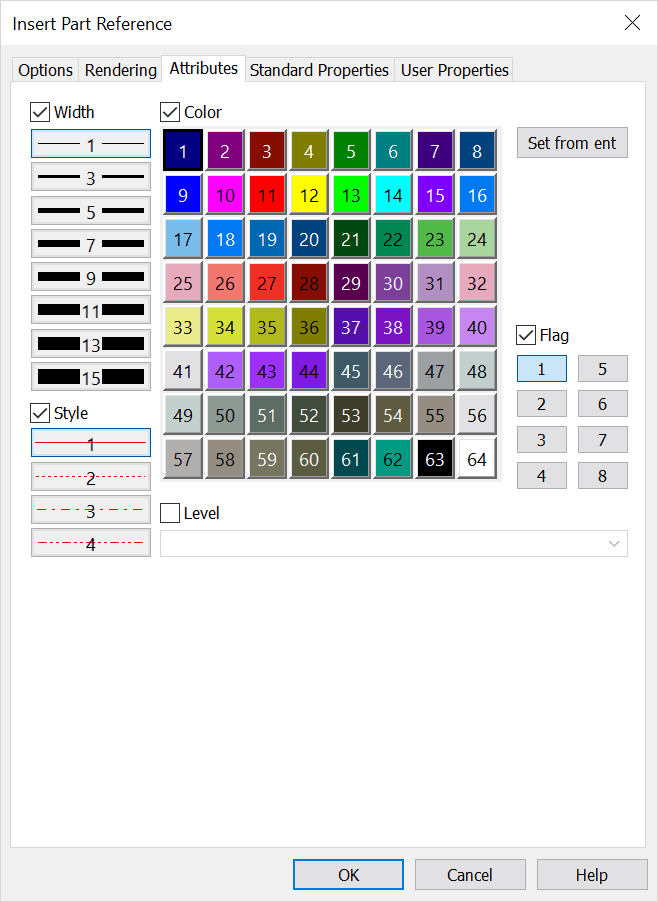 KeyCreator Assembly Insert Part Reference Attributes Options