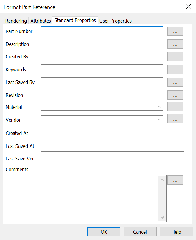 KeyCreator Assembly Standard Properties Tab