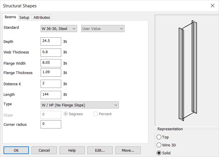 KeyCreator Prime Mechanical Shape Beam options