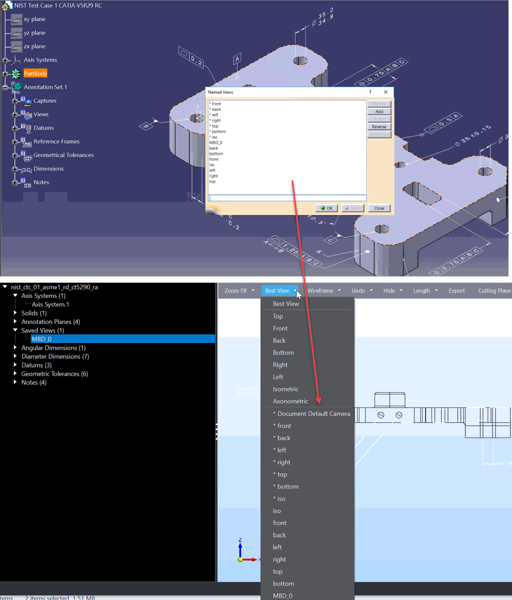 KubotekKosmos CATIA V5 Nmaed View Example