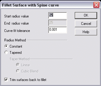 KeyCreator Pro Create Surface Variable Radius options