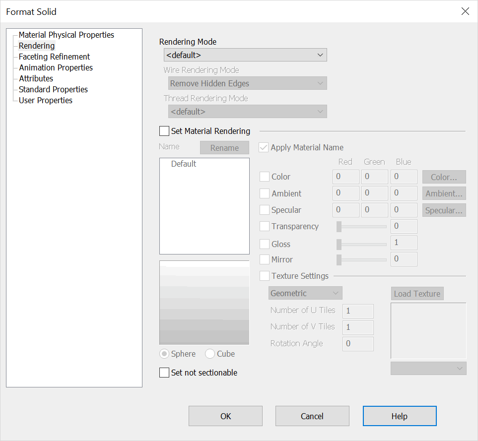 KeyCreator Prime Context Menu Format Solid Options