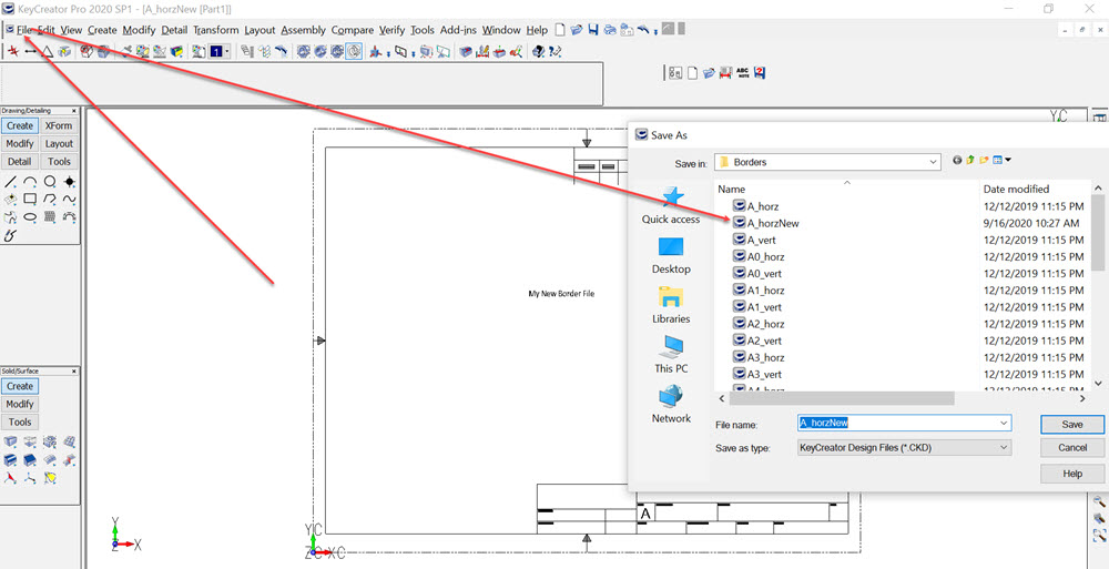 KeyCreator Layout Control Border File