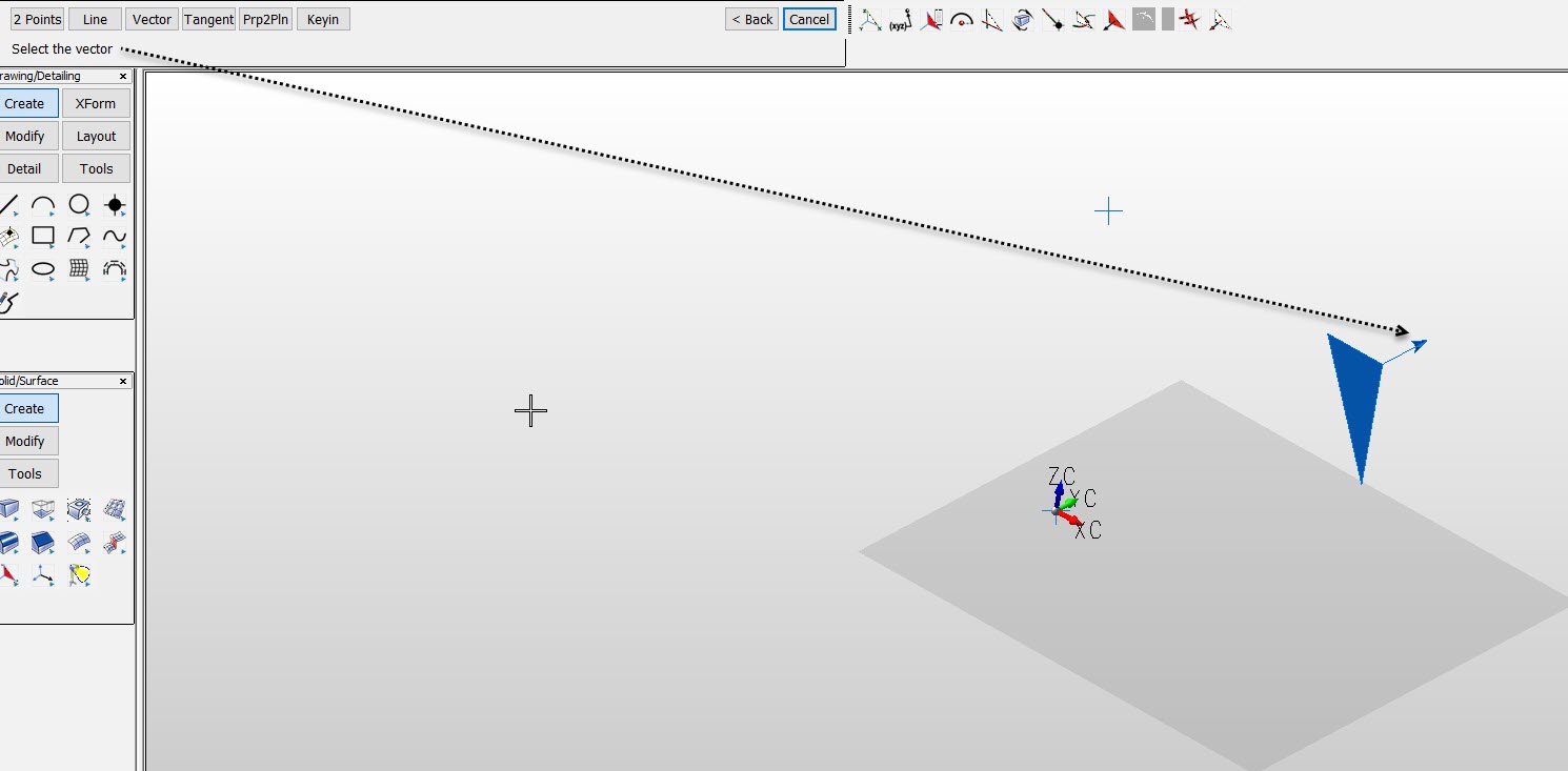 KeyCreator Pro Create Plane Normal to Vector Example