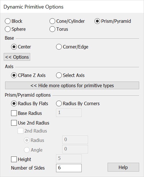 KeyCreator Create Primative Solid Dynamic Pyramid Dialog