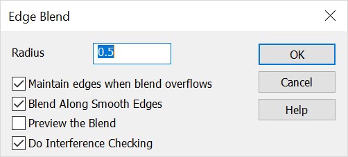 KeyCreator Create Solid Feature Blend Constant Dialog