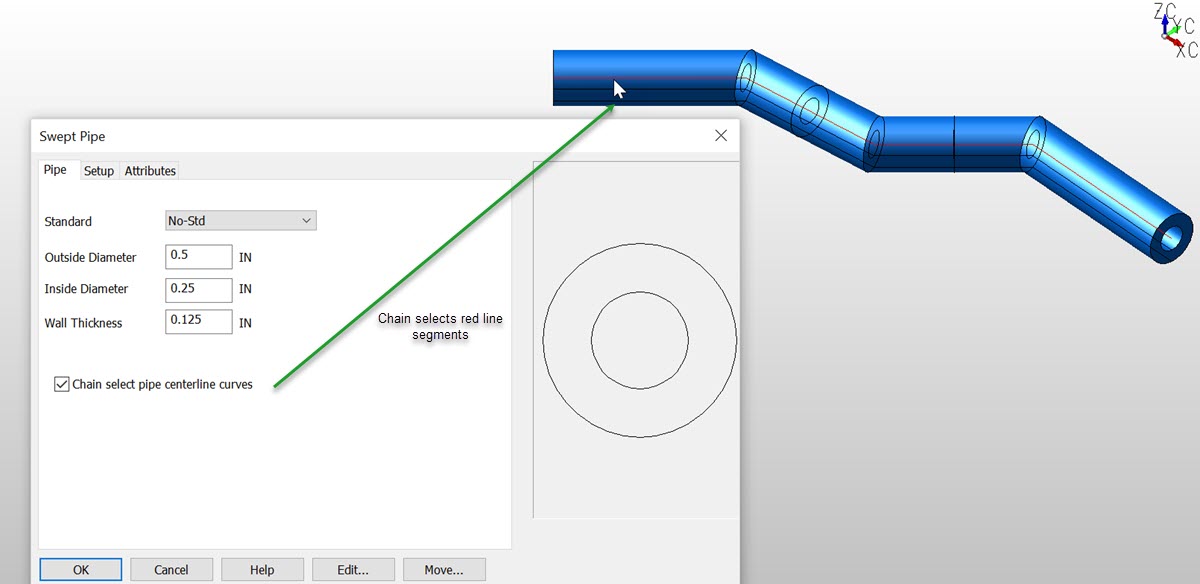 KeyCreator Create Swept Solid Pipe Example