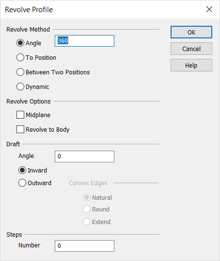 KeyCreator Pro Create Swept Solid Revolve Dialog