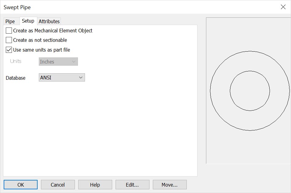 KeyCreator Create Swept Solid Pipe Setup