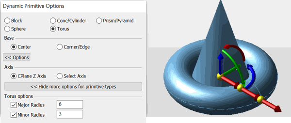 KeyCreator Create Primative Solid Dynamic Torus Dialog