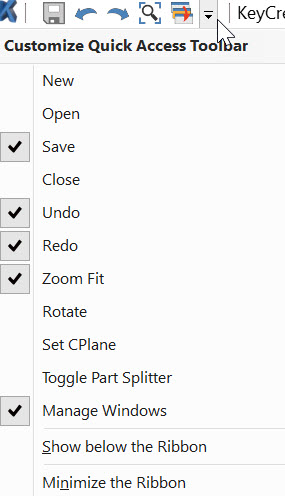 KeyCreator Prime General Quick Access Toolbar 2