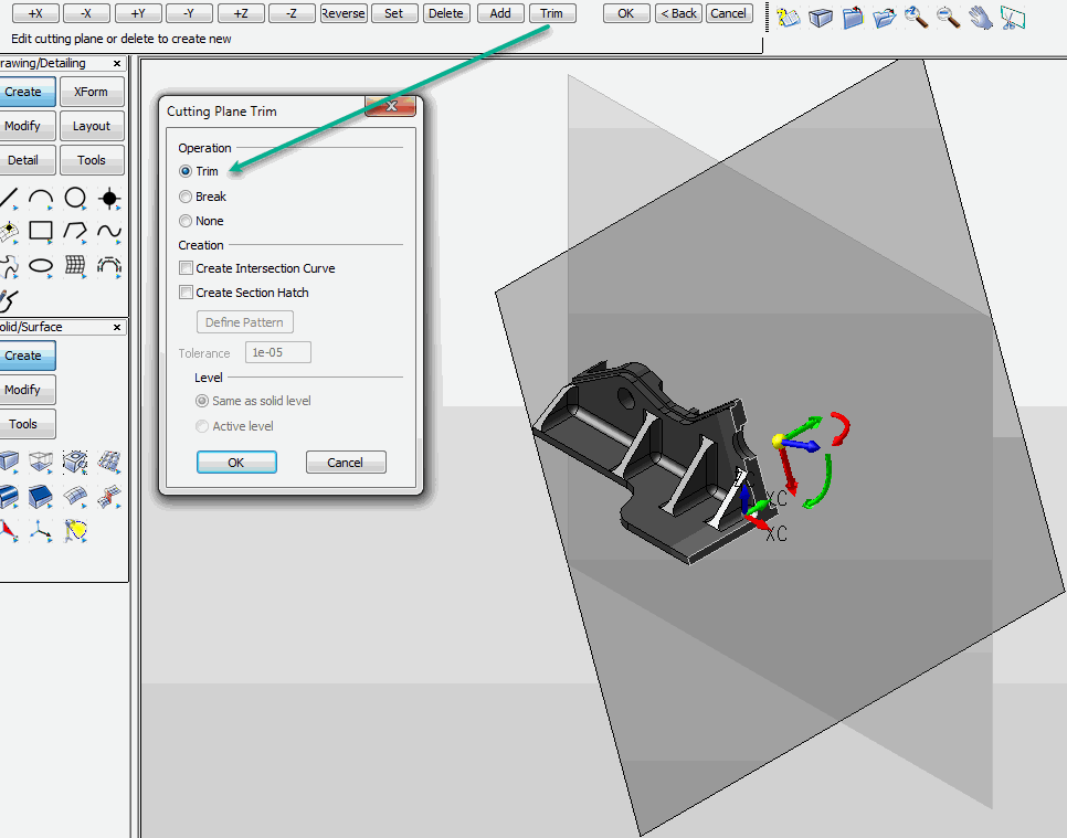 Cut Trim Plane Trim example