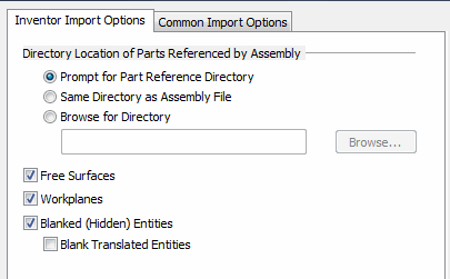 KeyCreator Import Inventor options