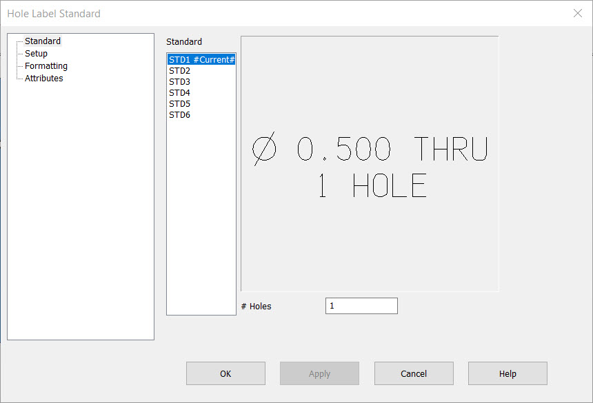 KeyCreator Drafting Tolerance Symbol Hole Label Standard Dialog