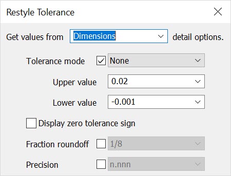 KeyCreator Detail Restyle Tolerance Dialog