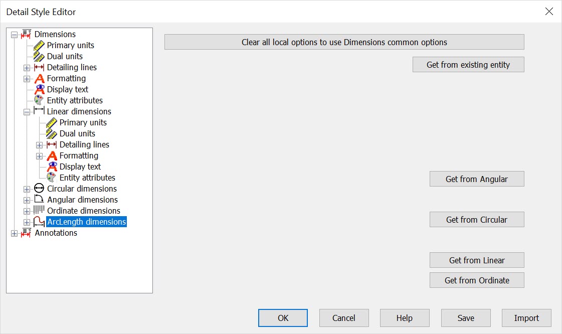 KeyCreator Detail Settings Style Editor Arc Length Dimensions Dialog