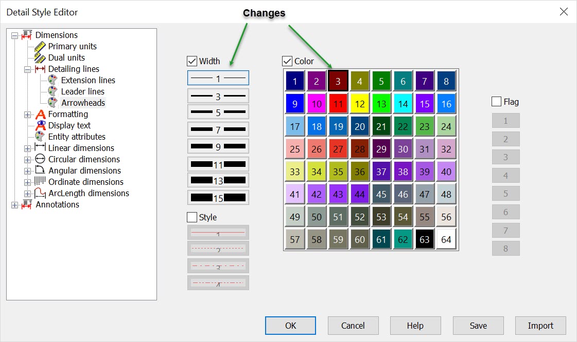 KeyCreator Detail Style Editor Change Detail Lines Arrowheads1