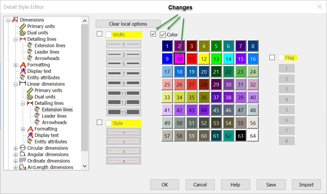 KeyCreator Detail Style Editor Change Linear Dimansion Extension Lines1