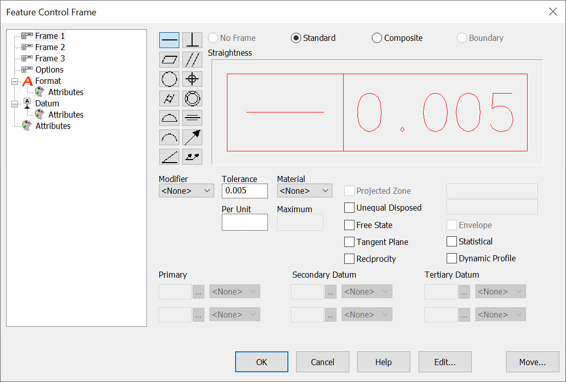 KeyCreator Pro Detail Symbol Feature Control Frame 2