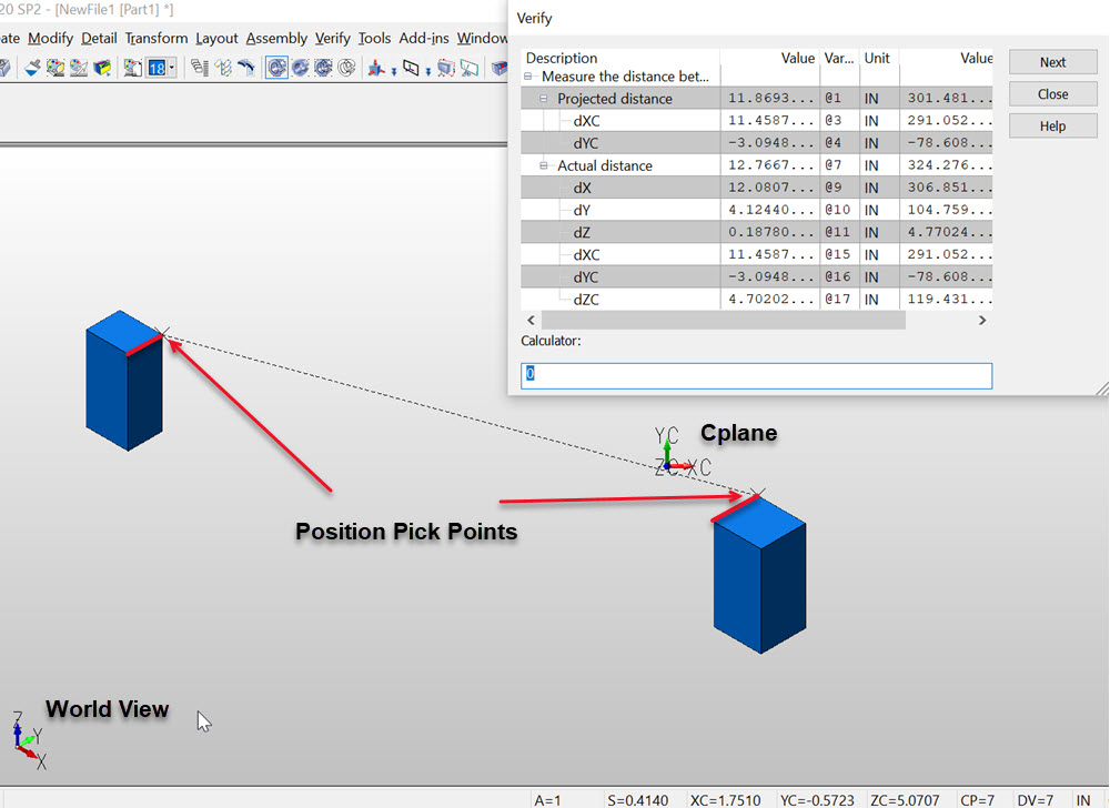 KeyCreator Verify Distance 2 Points example