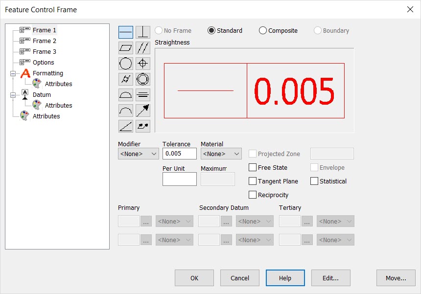 KeyCreator Prime Detail GeoTol Frames