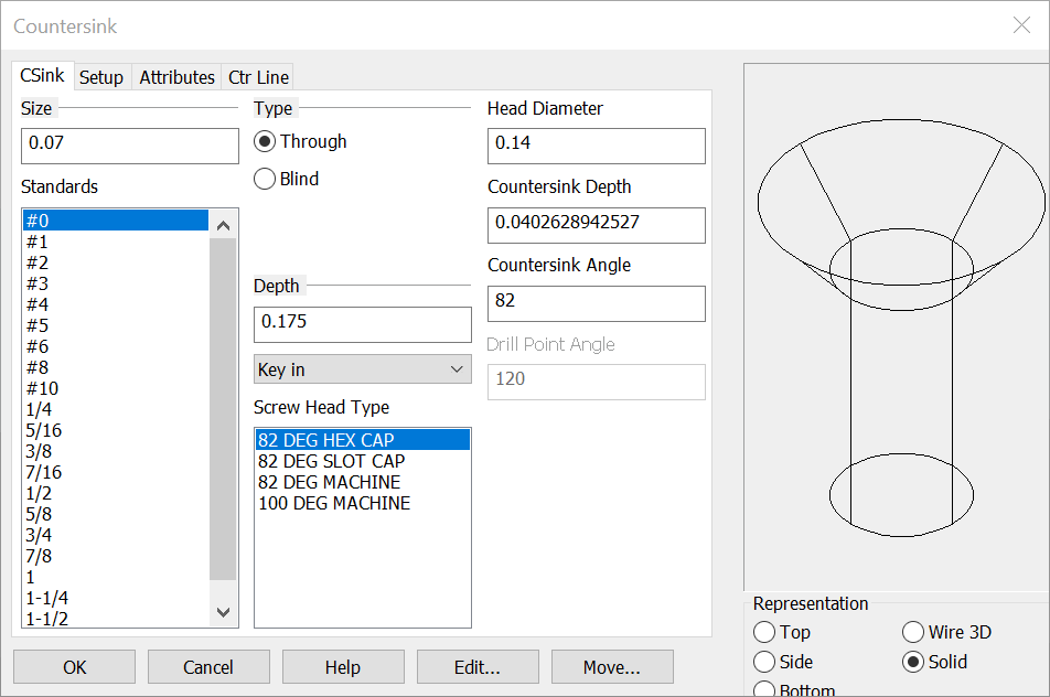 KeyCreator Tools Feature Counter Sink Options