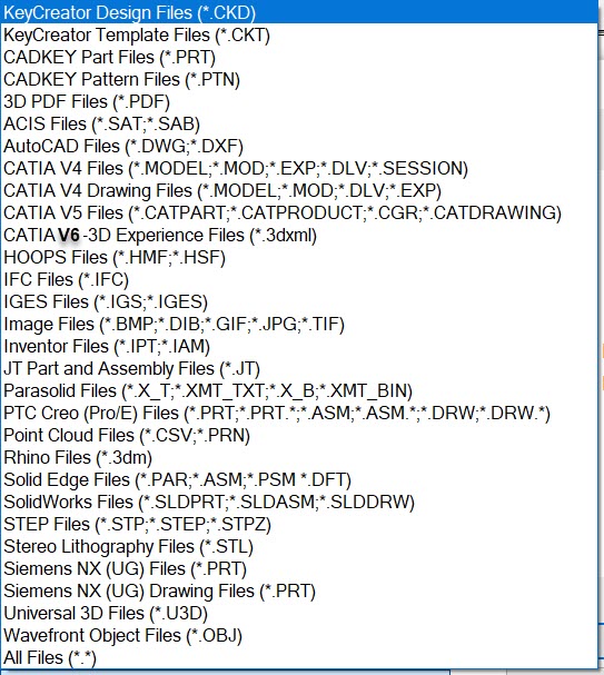 KeyCreator Drafting File Open Type