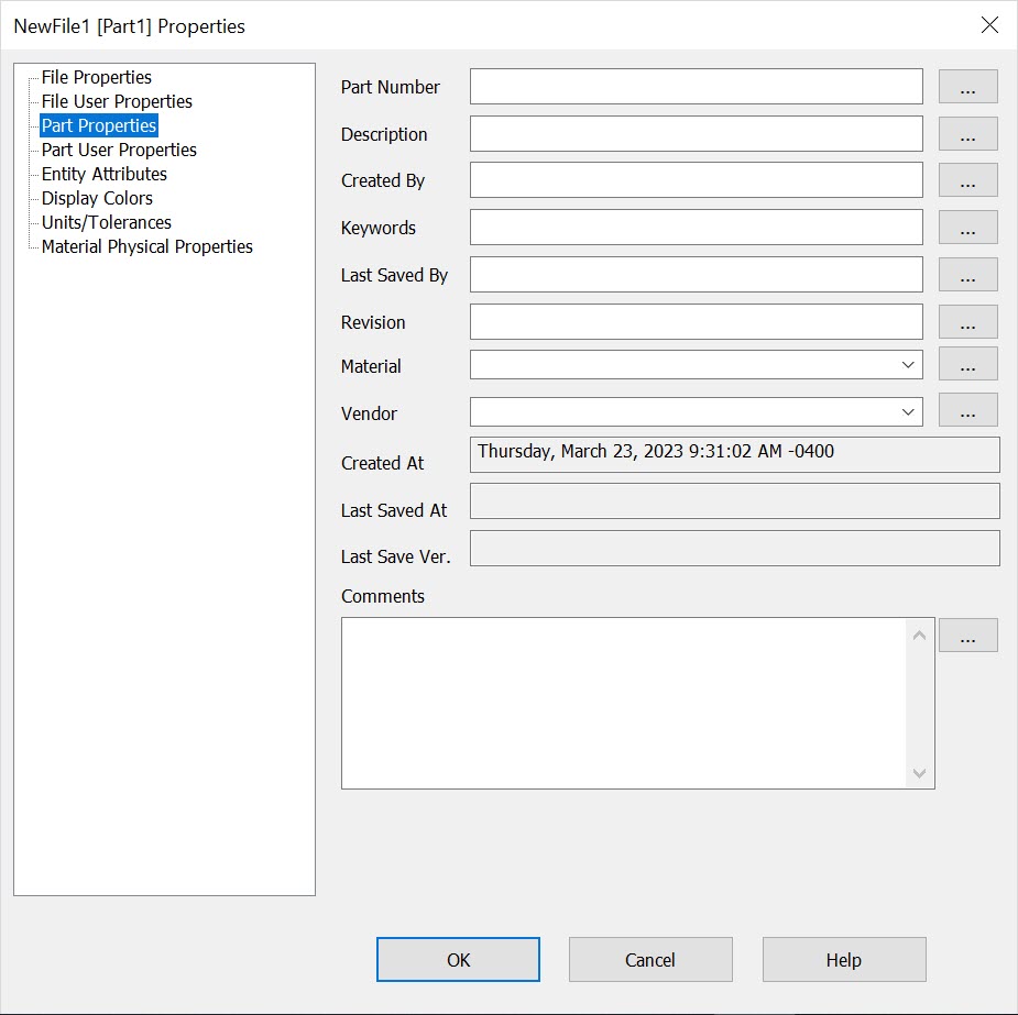 KeyCreator File Properties File and Part Properties