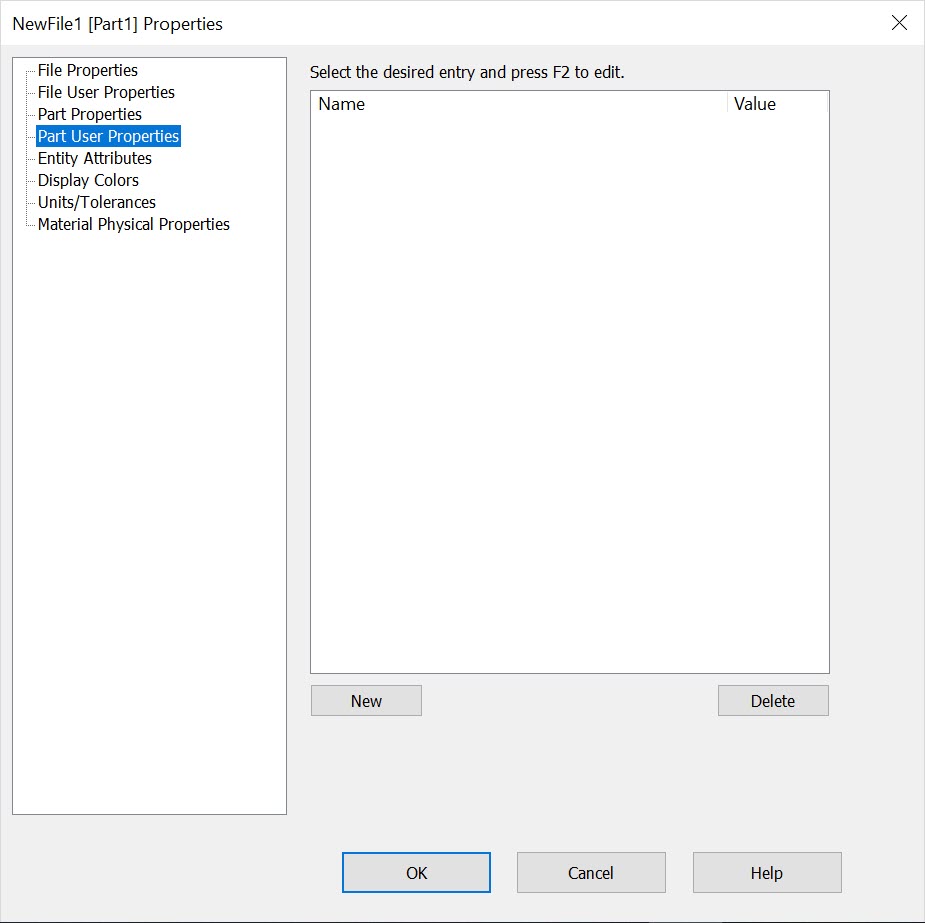 KeyCreator Drafting File Properties User Properties Dialog