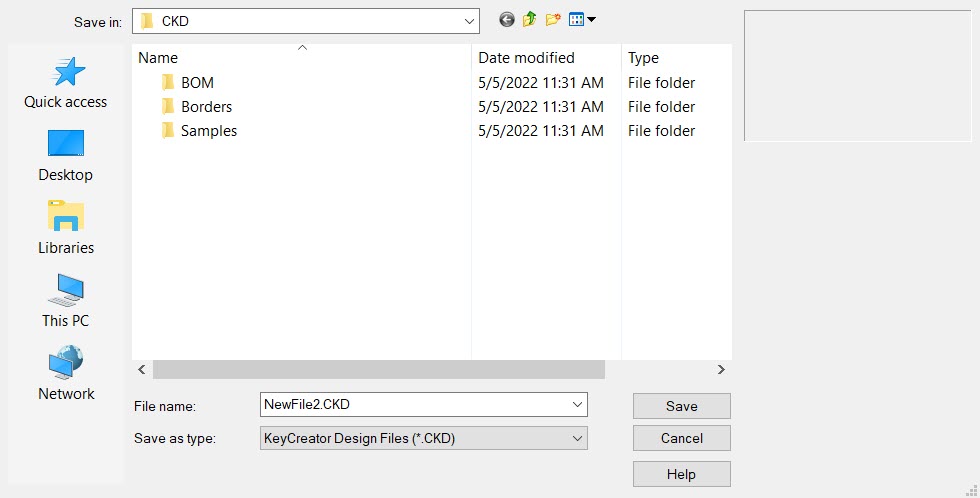 KeyCreator Pro File Save As dialog