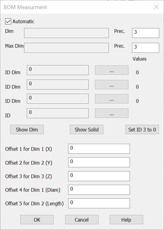 KeyCreator File Tools BOM Measure Dialog