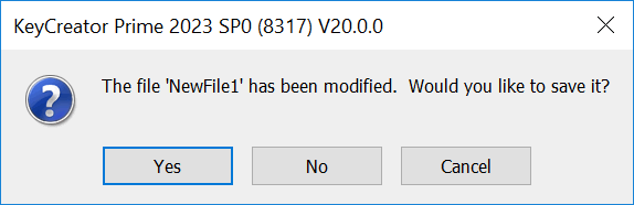 KeyCreator Prime General Interface Exit Program Dialog