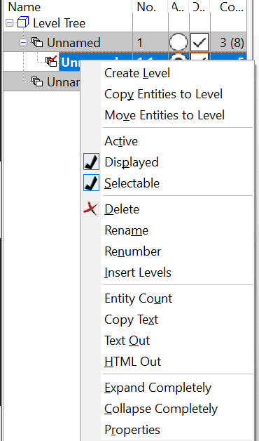 KeyCreator General Interface Workspace Levels Menu