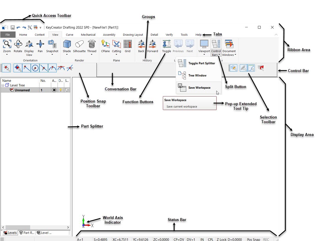 KeyCreator Drafting General Interface