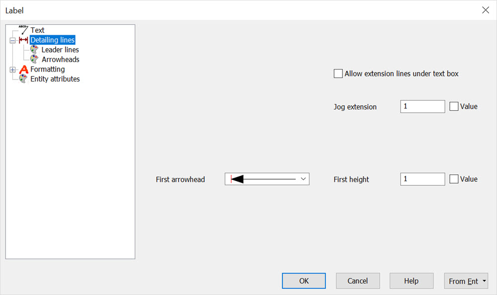 KeyCreator Detail Notes Label Lines pane