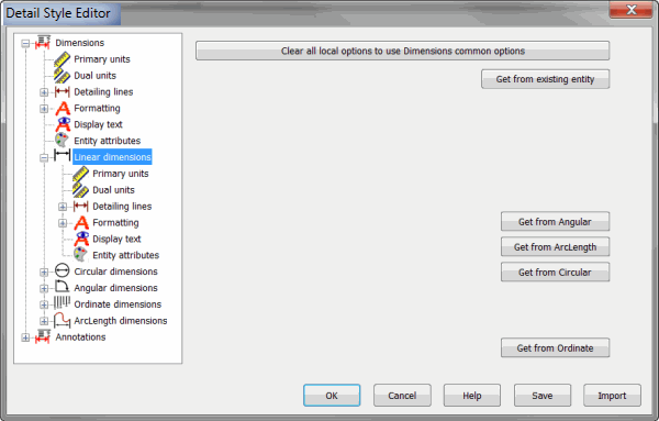 KeyCreator Drafting Style Editor Linear Dimensions