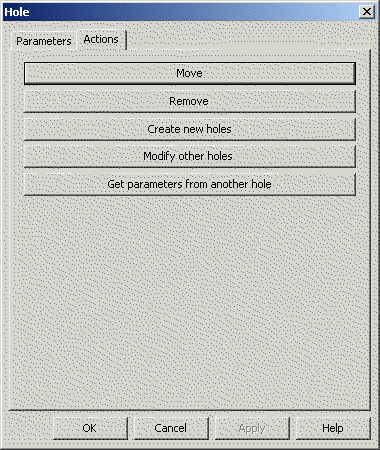 KeyCreator Modify Solid Feature Hole Actions