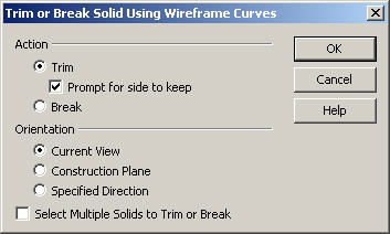 KeyCreator Prime Solid Boolean Split dialog