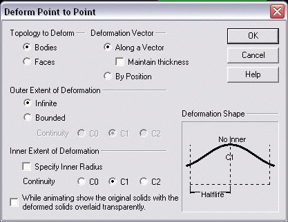 KeyCreator Modify Solid Warp Position options