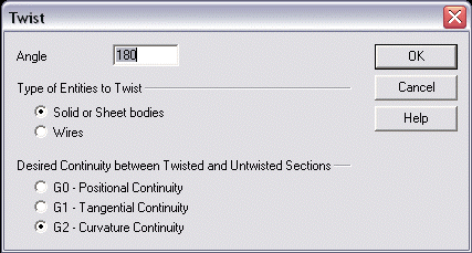 KeyCreator Modify Solid Warp Twist options