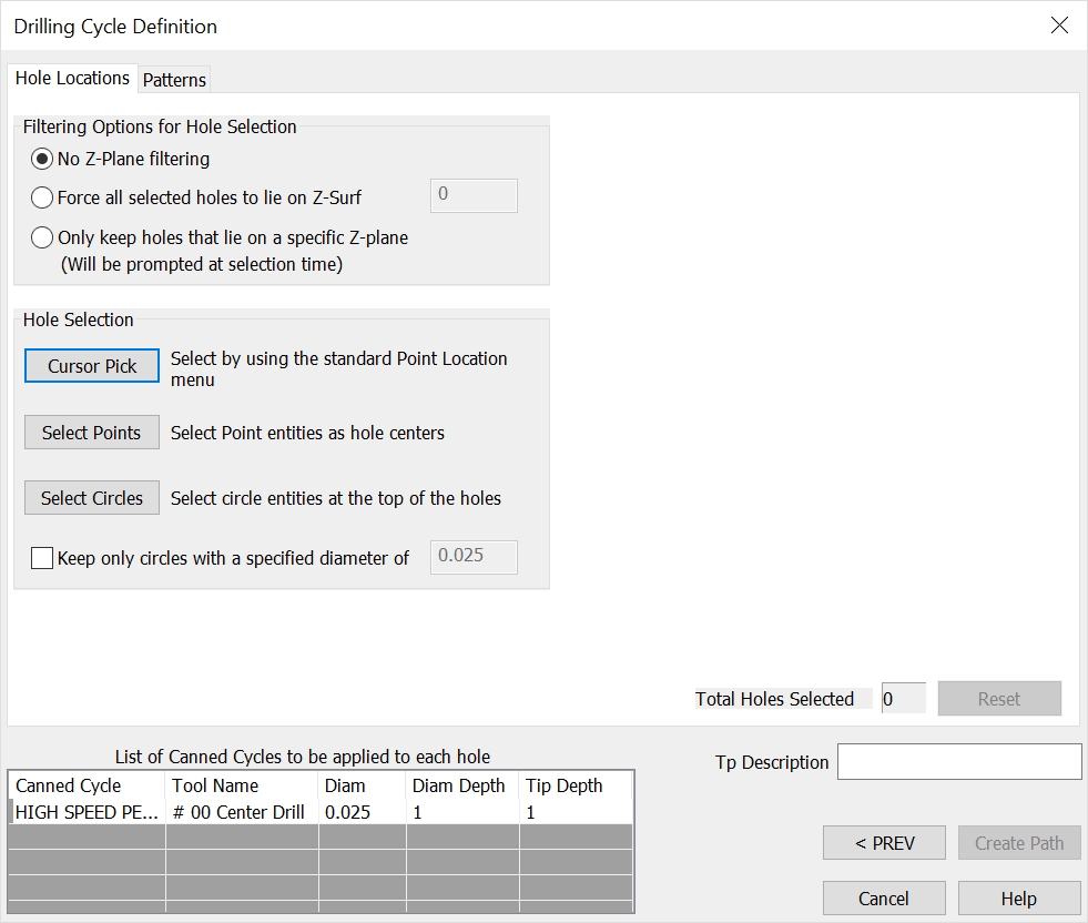 KeyCreator Tools Machinist 2D Drill Hole Location