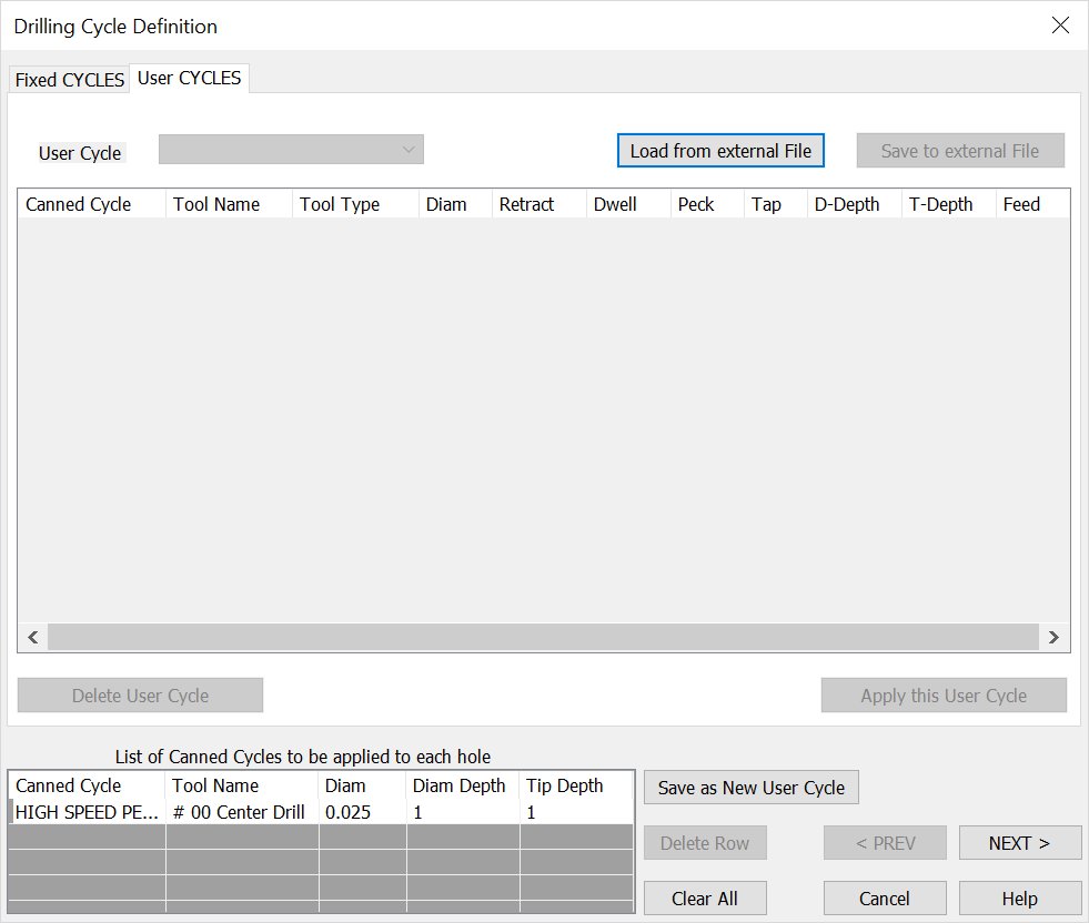 KeyCreator Tools Machinist 2D Drill User Cycle