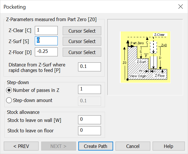 KeyCreator Tools Machinist 2D Pocket 3rd Dialog