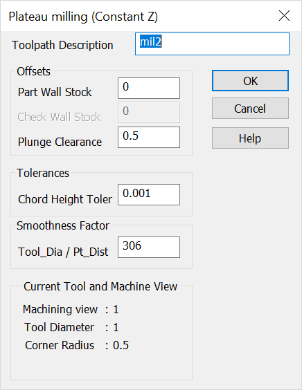 KeyCreator Tools Machinist Finish Plateau Millingu