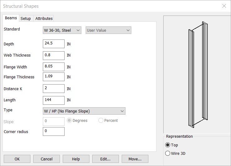 KeyCreator Drafting Mechanical I Beam options