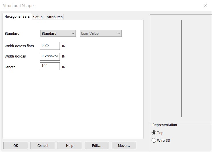 KeyCreator Drafting Mechanical Hex Tube options