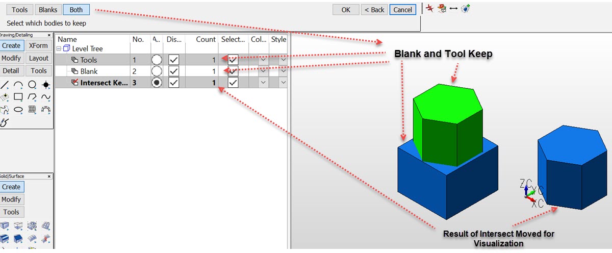 KeyCreator Pro Modify Boolean Intersect Keep example