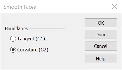 KeyCreator Modify Solid Face Smooth Faces Dialog